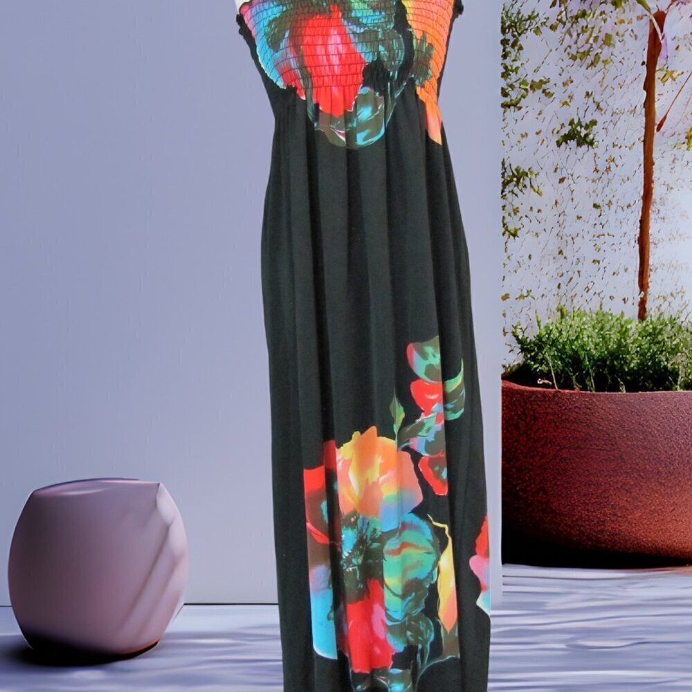 1 2 3 Ladies  Halter Maxi Sundress Shirring on the bodice NWT - Picture 12 of 15